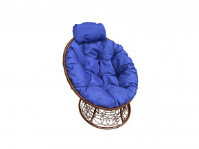Кресло Папасан мини с ротангом синяя подушка в Тобольске - tobolsk.magazinmebel.ru | фото