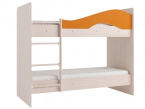 Кровать 2-х ярусная Мая на латофлексах млечный дуб, оранжевая в Тобольске - tobolsk.magazinmebel.ru | фото