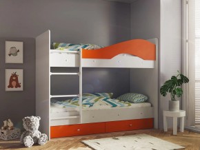 Кровать 2-х ярусная Мая с ящиками на латофлексах белый-оранж в Тобольске - tobolsk.magazinmebel.ru | фото - изображение 1