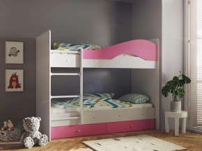 Кровать 2-х ярусная Мая с ящиками на латофлексах белый-розовый в Тобольске - tobolsk.magazinmebel.ru | фото - изображение 1