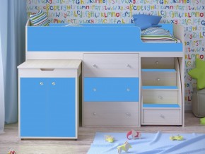 Кровать чердак Малыш 80х180 Дуб молочный, Голубой в Тобольске - tobolsk.magazinmebel.ru | фото