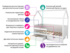 Кровать-домик мягкий Svogen с ящиками и бортиком мятно-синий в Тобольске - tobolsk.magazinmebel.ru | фото - изображение 2