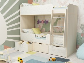 Кровать двухъярусная Малыш двойняшка дуб молочный-феритейл в Тобольске - tobolsk.magazinmebel.ru | фото