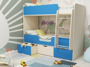 Кровать двухъярусная Малыш двойняшка дуб молочный-голубой в Тобольске - tobolsk.magazinmebel.ru | фото - изображение 1