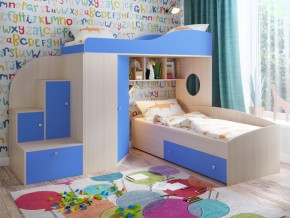 Кровать Кадет 2 Дуб молочный-голубой в Тобольске - tobolsk.magazinmebel.ru | фото