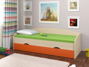 Кровать Соня 2 дуб молочный-оранжевый в Тобольске - tobolsk.magazinmebel.ru | фото