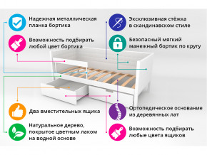 Кровать-тахта мягкая Svogen с ящиками и бортиком мятно-синий в Тобольске - tobolsk.magazinmebel.ru | фото - изображение 3