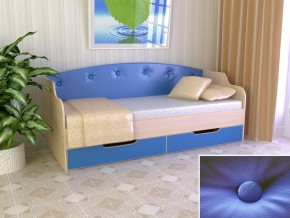 Кровать Юниор Тип 2 дуб молочный/синий 800х1600 в Тобольске - tobolsk.magazinmebel.ru | фото - изображение 1
