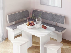 Кухонный уголок Парма Белый, ткань серая в Тобольске - tobolsk.magazinmebel.ru | фото - изображение 3