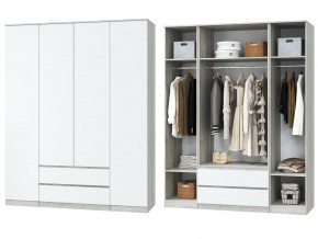 Шкаф для одежды четырехдверный Лори дуб серый, белый в Тобольске - tobolsk.magazinmebel.ru | фото