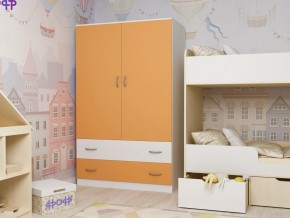 Шкаф двухстворчатый белый-оранж в Тобольске - tobolsk.magazinmebel.ru | фото