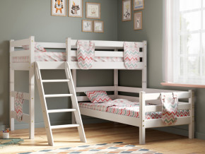 Угловая кровать Соня Вариант 8 с наклонной лестницей белая в Тобольске - tobolsk.magazinmebel.ru | фото